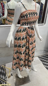 เดรสแม็กซี่ผ้าฝ้าย100% สวยชุดเดรสลำลองสไตล์เรียบง่ายพร้อมรอบเอวธรรมชาติวิธีการทอกระเป๋าแขนสั้นแบบซักได้ - Product Image 2