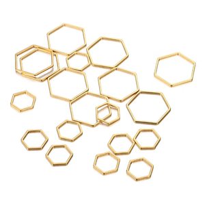 Biseles de latón con forma de media hexágono y espalda abierta, abalorios navideños, bisel de resina para hacer llaveros, pendientes, joyería DIY - Product Image 1