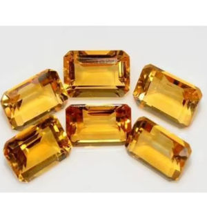 Piedra Preciosa de Citrino Facetada con Corte Esmeralda de 9x7 mm - Increíbles Gemas de Citrino Sueltas - Piedra 100% Natural para Hacer Joyas - Product Image 1
