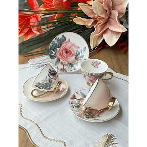 ถ้วยกาแฟตุรกีลายดอกไม้สีทอง12ชิ้นสำหรับ6คน - Product Image 2