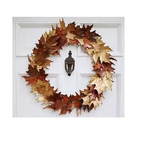 Antique Gold & White Flower & Leaf Metal <b>Wreath</b> Wall Hanging <b>Wreath</b> for Home Front <b>Door</b> Wall Decorative Metal <b>Wreath</b> - Product Image 6