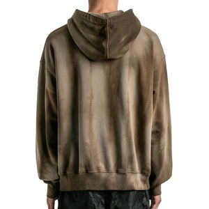 Sudadera con Capucha de Algodón Grueso Vintage para Hombre, Diseño Desgastado con Lavado Ácido, Técnica de Hombros Caídos, para Invierno - Product Image 4