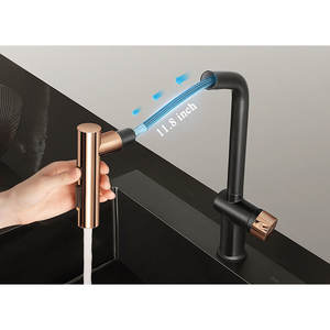 Robinet de cuisine monocommande HIGOLD BN1.0 contemporain en alliage de zinc, céramique, à poser sur comptoir, installation 1 à 3 trous, finition brossée - Product Image 2