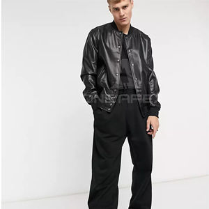 Chaqueta de cuero de piel de oveja para hombre, moda de calle alta, con cuello de pie, ropa de invierno, MOQ bajo, chaqueta para motocicleta, 2025 - Product Image 1