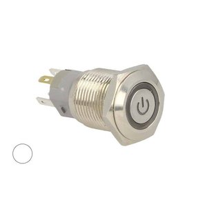 Interruttore a pulsante a bilanciere rotondo in metallo a 5 Pin con luce a LED bianca fredda 12V foro per barca auto 16mm-auto e moto/luci - Product Image 1