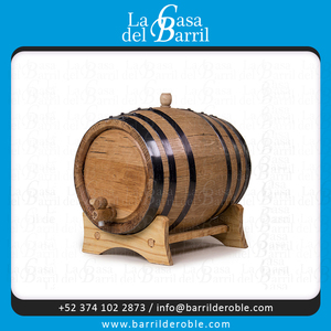 Barril de Tequila de 5 litros, nuevo tambor de madera para vino y cerveza con anillo de borde negro, acabado lacado hecho de pino - Product Image 6