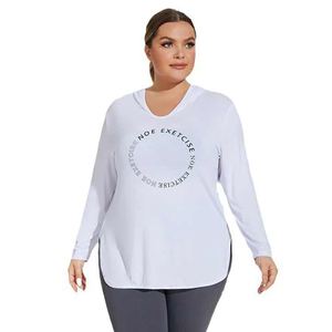 Top deportivo informal de talla grande con capucha para mujer, manga larga, ligero, para gimnasio, correr, estampado sólido, transpirable, sin cuello - Product Image 2