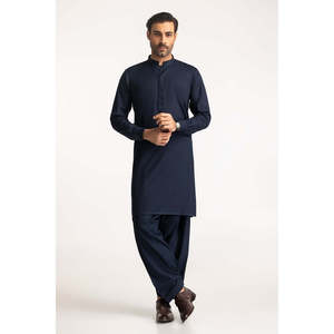 Traje Shalwar Kameez de Algodón Azul Marino para Hombre, Estilo Pakistaní, para Fiestas, Estilo Indio - Product Image 1