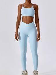 Taille haute femmes vêtements actifs ensemble séchage rapide bout à bout Leggings Spandex Gym soutiens-gorge grande taille sans couture Yoga vêtements pour le sport - Product Image 4