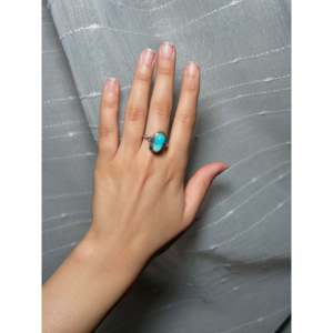 Bague Arlene Yazzie Kingman tendance en argent sterling turquoise, plaqué or rose, sertissage clos, acier inoxydable, taille 9, cadeau idéal - Product Image 4