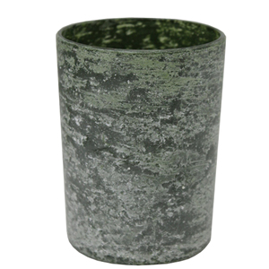 Verre décoratif rond votif gris avec bougie couleur argent votive pour salon et décoration de table faite à la main - Product Image 1