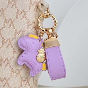 New Arrival Handmade Fashion Cartoon Horse Leather Keychain Car Keyring Bag Pendant for Gifts