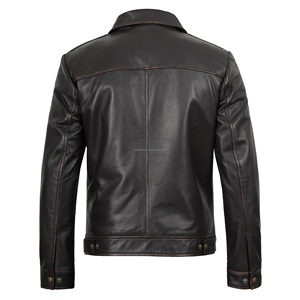 Chaqueta de moda de cuero de calidad superior para hombre, el mejor diseño con cuello levantado, precio de venta caliente, chaqueta de cuero personalizable para hombre - Product Image 4