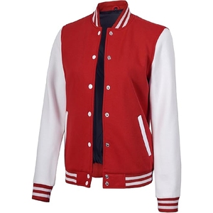 <b>Men</b> Classic Red and <b>White</b> Varsity <b>Jacket</b> – Authentic Athletic Letterman Bomber with Contrast <b>White</b> Sleeves - Product Image 3
