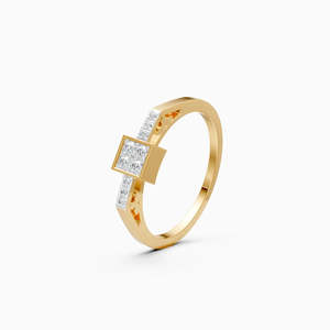 Minimalist <b>Box</b> <b>Frame</b> Lab Grown Diamond Geometric Eco Friendly Daily Wear Ring 0.15 Ct In 9K Yellow White And Rose Gold - Product Image 3