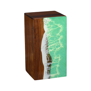 โกศทำจากไม้แกะสลักทำด้วยมือฝังด้วยเรซินโอเชี่ยนเวฟของที่ระลึกที่ระลึกหรูหรา - Product Image 4