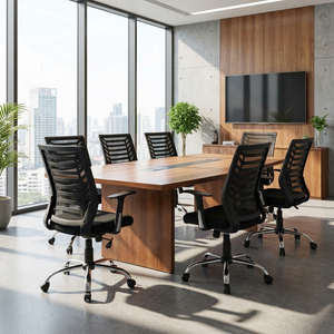 Chaise de bureau moderne Miami Chaise de travail ergonomique Appui-tête réglable Conception en maille noire avec tissu en fer et aluminium PU - Product Image 3