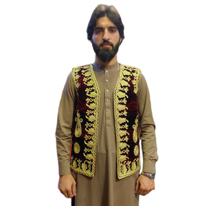 Chaleco étnico afgano para hombre con bordado a mano y acabado elegante, ideal para fiestas culturales Mehndi Barat y ocasiones de boda - Product Image 5
