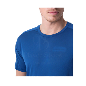 T-shirt 100% coton pour hommes, coupe ajustée, col rond de haute qualité avec ourlet incurvé, logo personnalisable, tissu tricoté, manches personnalisées - Product Image 4