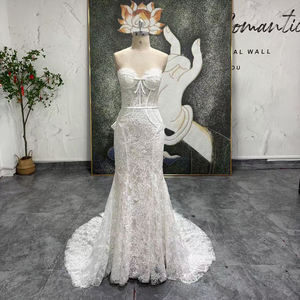 Vestido de Novia de Encaje Jancember LSSG144, Vestido de Novia con Escote Corazón, Estilo Sirena, con Lazo, Sexy, con Mangas Desmontables, para Bodas y Fiestas - Product Image 2