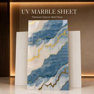 Pannello in PVC Effetto Marmo MORLENX Blu Bianco con Venature Dorate, Alta Lucentezza, per Lobby di Hotel e Design <span class=keywords><strong>d</strong></span>'<span class=keywords><strong>Interni</strong></span> - Product Image 1