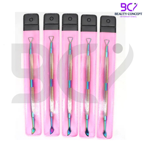 Empujador de cutículas de uñas de doble cara al por mayor, herramienta de Arte de uñas arcoíris de acero inoxidable - Product Image 2
