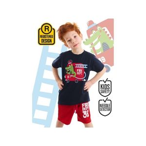 Conjunto de ropa informal Croco Boy Fireman para niños 100% algodón Jersey Camiseta de manga corta y pantalones cortos con patrón impreso de dos piezas - Product Image 1