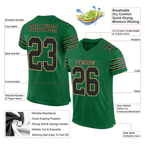 Adult Football Jersey Dark Green Color with Custom Logo Number 100% Polyester Breathable Anti-Bacterial Short Sleeve for Team - Product Image 2