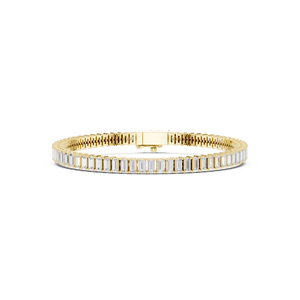 Durable 10K Yellow Gold Plated Luxury <b>Baguette</b> Diamond <b>Bracelet</b> Lab Grown Excellent Grade Unisex Jewelry Bulk Wholesale - Product Image 1