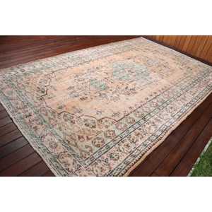 พรมตุรกีขนาดใหญ่ 6x9.7 ฟุต พรมวินเทจ พรมลายดอกไม้สีน้ำตาล - Product Image 2