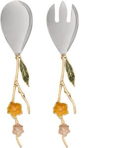 Service à salade en métal avec poignée peinte à la main, cuillère et fourchette à salade faits à la main, cuisine et Restaurant - Product Image 1