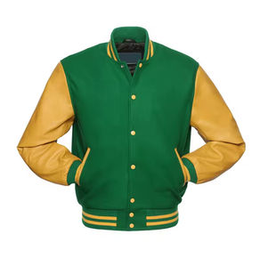 Veste universitaire d'hiver pour hommes, style baseball, corps en laine, manches en cuir véritable, veste pour hommes de haute qualité, hiver - Product Image 2