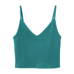 Camiseta corta sin mangas de punto personalizada para mujer, camiseta sin mangas de Color sólido, ropa informal de verano, ligera, Parte delantera fina, venta al por mayor de fábrica OEM - Product Image 5