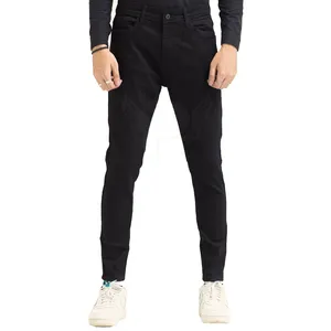 Otoño Invierno hombres moda Pantalones casuales tela súper suave Jeans Slim Jeans Pant 2023 hecho a medida negro teñido nueva llegada sólido