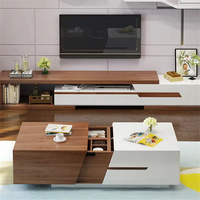 Nouvelle table de télévision et table basse en bois extensibles en noyer blanc personnalisées et minimalistes modernes avec grand espace de rangement