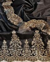 Tenue tendance Saree de couleur noire en organza doux de haute qualité avec panneau de séquence de codage lourd fonctionne à vendre