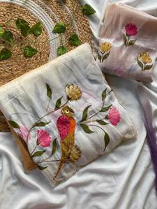 ชุดส่าหรีผู้หญิงแบบใหม่ ประดับจี้ทองคำ พร้อมงานฝีมือและขอบอาร์โก มีสินค้าในสต็อก - Product Image 6