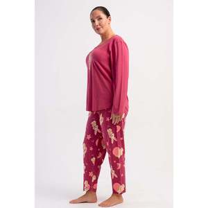 Conjunto de Pijama KADIN P.SUPREM XXL con Cuello Redondo y Manga Larga, Diseño Ovalado - GULKURUSU - GULKURUSU - Product Image 3