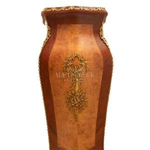 Pedestal Decorativo de Madera con Tapa de Mármol de Lujo - Product Image 4