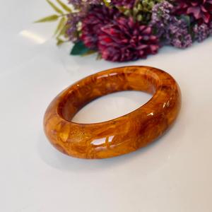Bracelet vintage en ambre, bracelet en ambre de la Baltique, fait main en Pologne ; bracelet classique en ambre lisse et poli marron C - Product Image 1