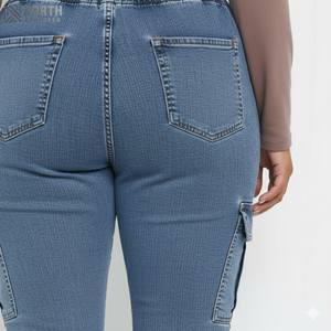 Meilleure qualité sur mesure séchage rapide denim jean pantalon taille moyenne style décontracté bouton décoration hiver vêtements de rue prix de gros - Product Image 5