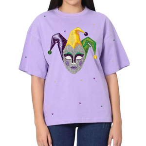 2025 nouveau concepteur Mardi Gras Boxy Fit coton T-shirts pour femmes haute qualité Sequin travail manuel respirant à la mode tendance t-shirt - Product Image 5