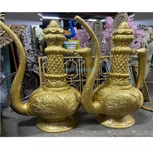 Surahis de Fibra Dorada para Decoración de Bodas, Decoración de Escenario de Boda con Temática Árabe, Surahi Decorativo Tradicional, Hukkas Decorativas - Product Image 1