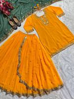 Nouvelle Collection : Ensemble Salwar Kameez de Luxe pour Mariages et Soirées, Style Bollywood Punjabi Patiyala, en Faux Georgette Brodé et Dentelle