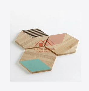 Ensemble de 4 dessous de verre en bois décor de table utiliser sous-verre en bois au prix de gros vente chaude maison hôtel décor utilisation - Product Image 1