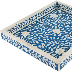 Plateau de service en os incrusté de style vintage pour la décoration d'hôtel, plateau en os incrusté pour bar et cuisine, pour servir des collations et du café - Product Image 4