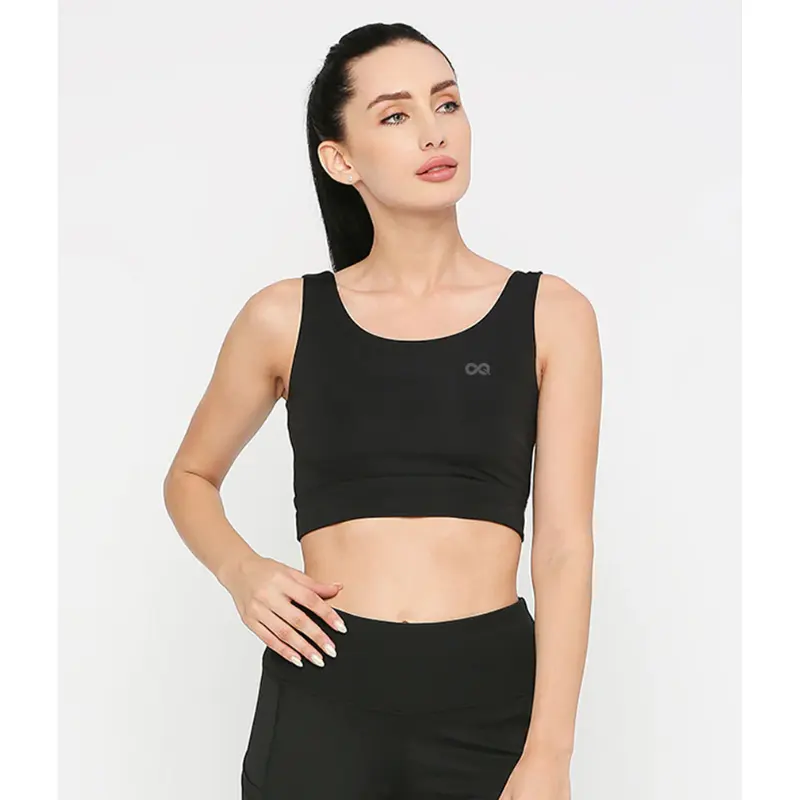 Sujetador deportivo regular para mujer de poliéster 100% de alta calidad (negro)