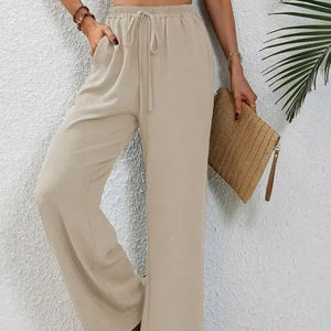 Personalizar Casual Plain Venta al por mayor Pantalones de alta calidad de gran tamaño Mujer Pantalones 100% algodón elegante Cargo Pantalones Mujer - Product Image 1