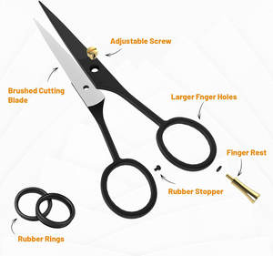 Ciseaux de coiffure professionnels à pointe arrondie en acier inoxydable 420 pour droitiers, 32 dents, manche moyen/court/long, haute teneur en carbone - Product Image 6