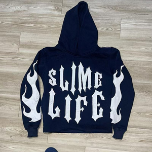 Autumn Cropped Boxy Hoodie <b>for</b> Men Embroidered Puff Printing Rhinestones Distressed Terry Fabric Screen Printed <b>Animal</b> <b>Pattern</b> - Product Image 3